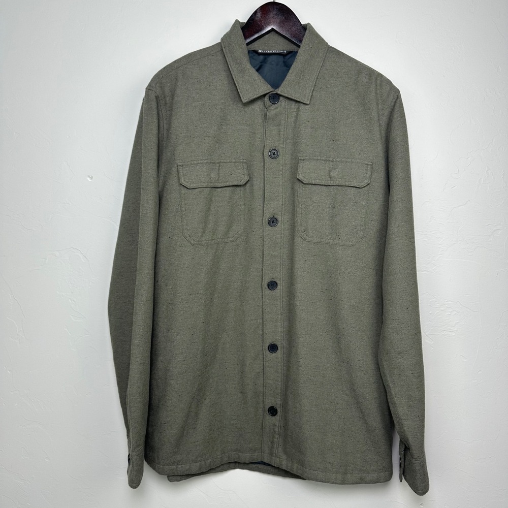 TravisMathew Mens Olive Green Button Front Halfway There Shacket 1MAB490 Size L